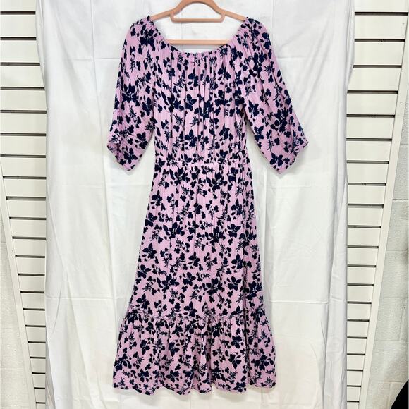 Michael Stars Floral Off-the-Shoulder Tiered Ruffle Maxi Dress Purple Women's XS - Picture 1 of 6